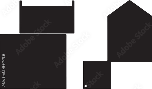 Simple black geometric shapes on white background
