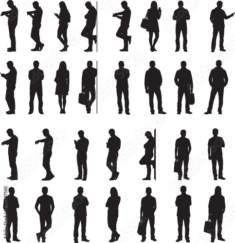 Silhouette People in various positions, showcase a comprehensive collection of isolated individuals in diverse poses, illustrating the many facets of human interaction and activity.