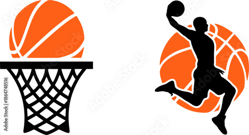 Basketball Hoop Scoring Action Vector Illustration
