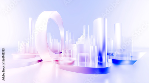 Abstract futuristic cityscape background with glass architecture