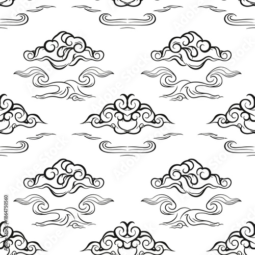 Black and White Cloud Pattern Design.