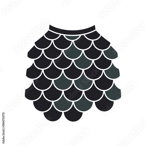 Black Skirt with Scallop Pattern Design.