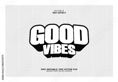 Editable text effect vector eps file with good vibes phrase