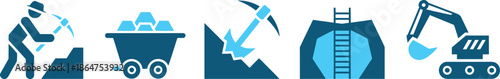 Essential tools and processes in mineral extraction featuring various mining activities