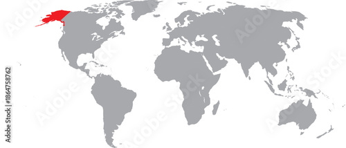 Alaska Highlighted on World Map Vector Design