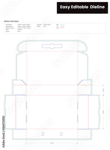 tuck front box with handle hole suitcase box dieline template box dieline die lines packaging custom dieline  box cardboard box dieline pizza box dieline printable product packaging layout,