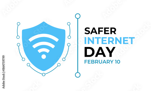 Creative Safer Internet Day design template with clean technology vector elements, observed annually on February 10 to raise awareness about online protection and digital safety.
