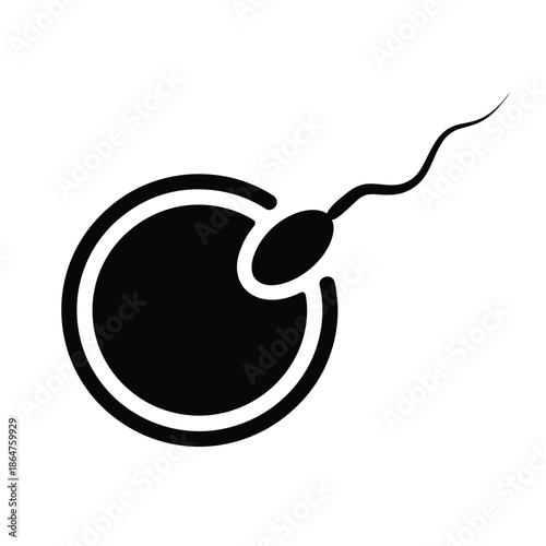 Sperm fertilizing egg cell icon representing reproduction and life.