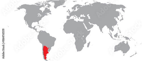Argentina Highlighted on World Map Vector Design