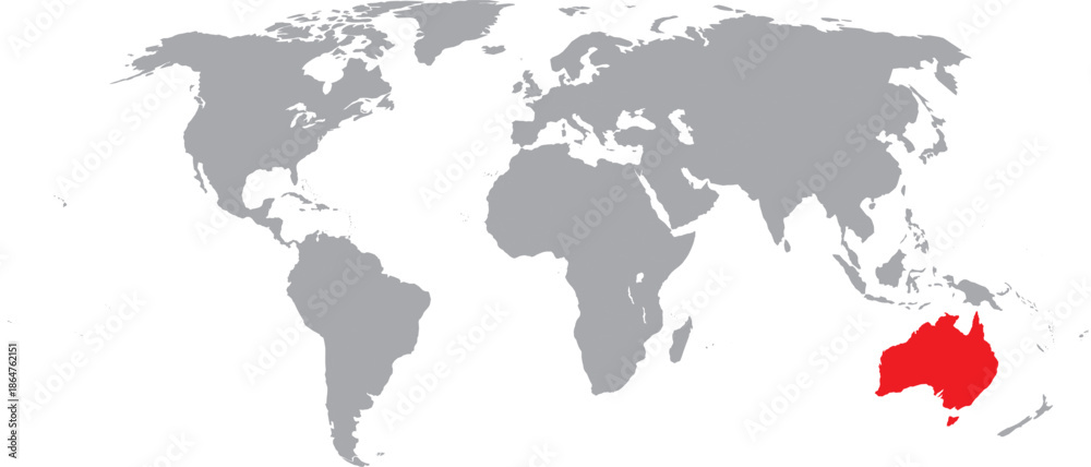 Obraz premium Australia Highlighted on World Map Vector Design