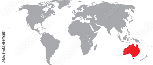  Australia Highlighted on World Map Vector Design