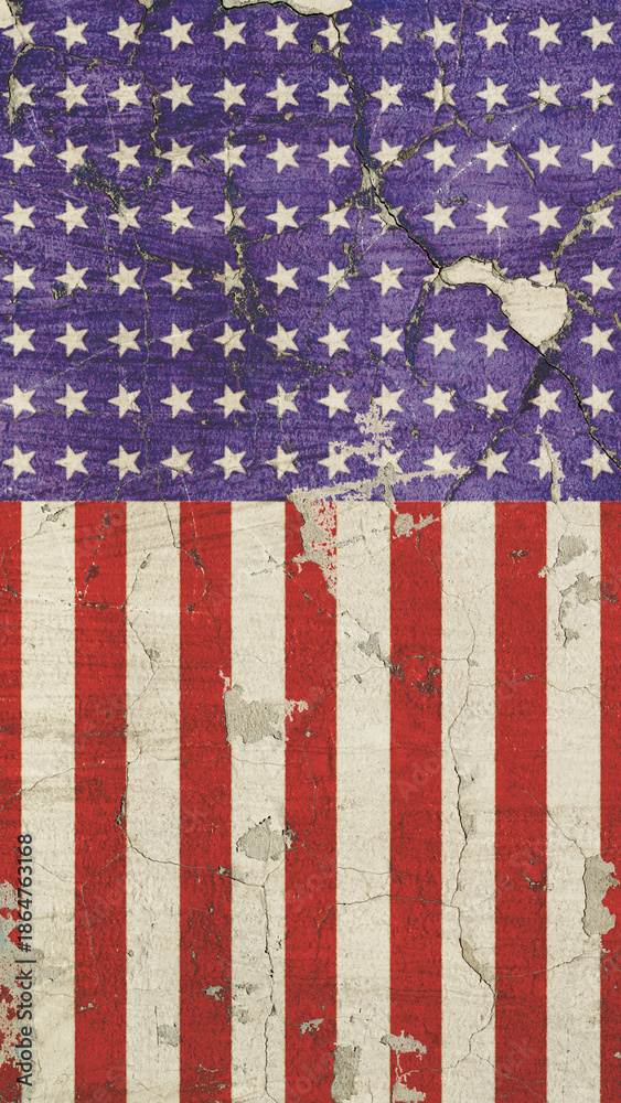 Fototapeta premium flag of the United States of America on the old damaged wall