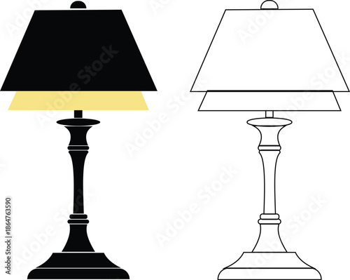 Classic table lamp silhouette vector furniture element for interior design and illustration projects