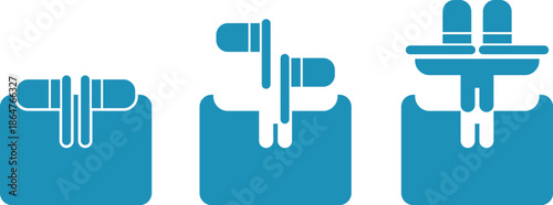 Wireless headphones with a case, blue audio gadgets for listening to music via Bluetooth