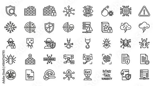 Collection of Various Simple Line Icons.