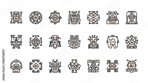 Collection of Various Technical Icons and Symbols.