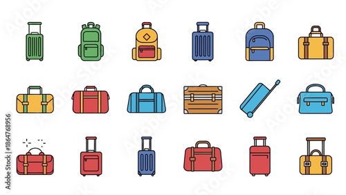 Colorful Suitcases and Luggage Collection.