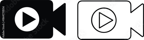 play two button black black outline icon set vector illustration design art 