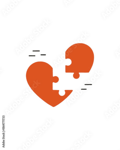 The essence of love and connection depicted through two heart-shaped puzzle pieces isolated on white background