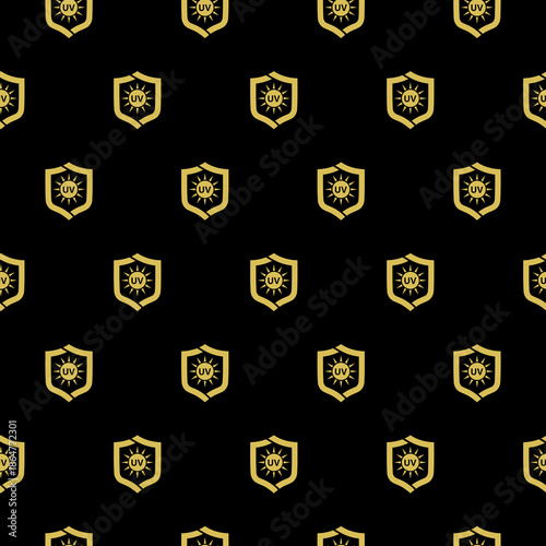 UV protection icon seamless pattern isolated on black background