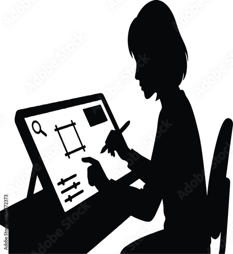 Graphic designer working Silhouette
