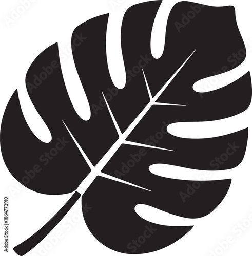 Tropical Monstera Leaf Silhouette Icon