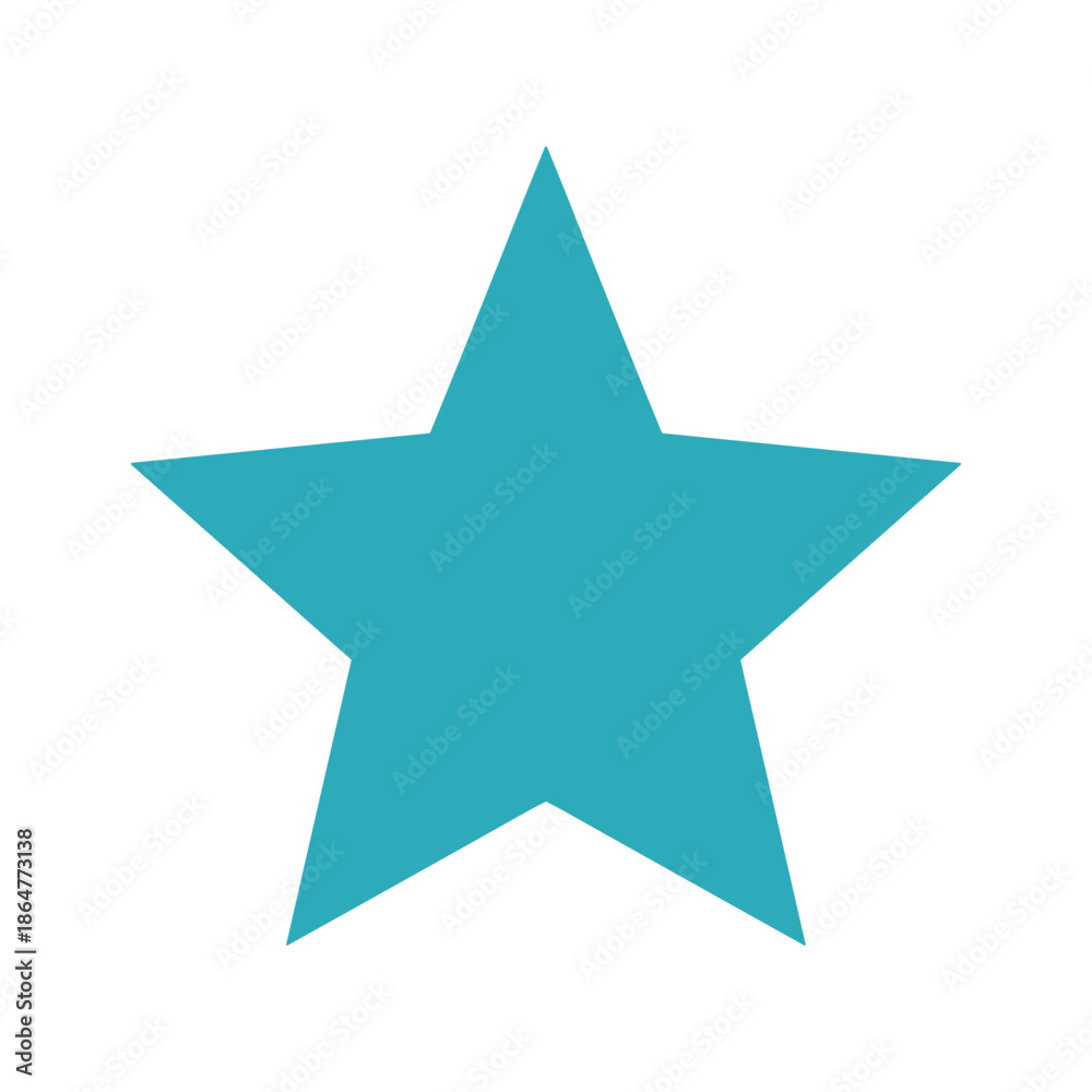 Fototapeta premium Turquoise star icon on white background with copy space