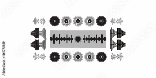 Detailed illustration of a vintage reel to reel audio tape recorder components