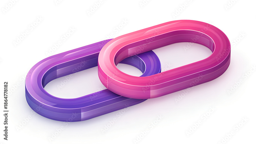 Naklejka premium Modern 3D Glass Chain Link Icon representing Hyperlink or Connection