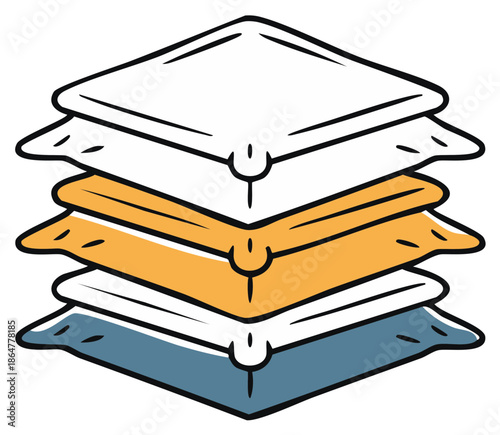 Stack of colorful layered cushions for comfort and decor