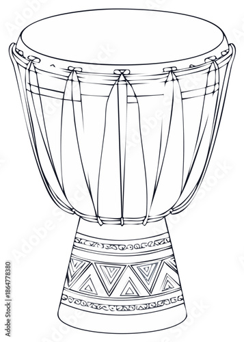 African hand drum with intricate geometric patterns on its base