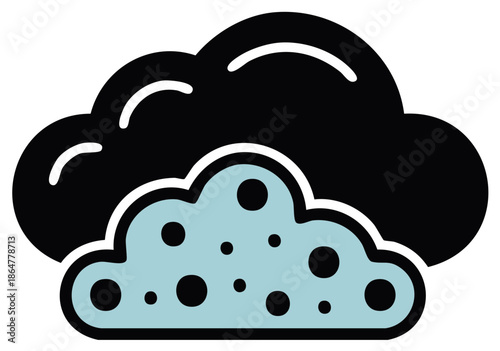 Storm Cloud with Hail Icon: Dangerous Weather Cartoon Illustration