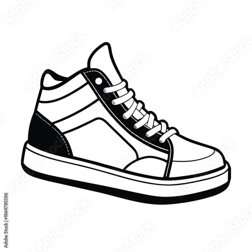Black line sneaker silhouette footwear minimalist illustration
