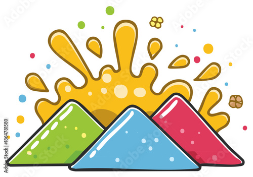 Colorful Slush Ice Pops and Splashing Liquid Design Element