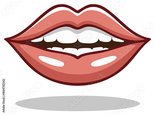 Wallpaper Mural Vibrant cartoon illustration of glossy pink lips revealing white teeth and a dark open mouth a playful pop art style graphic Torontodigital.ca