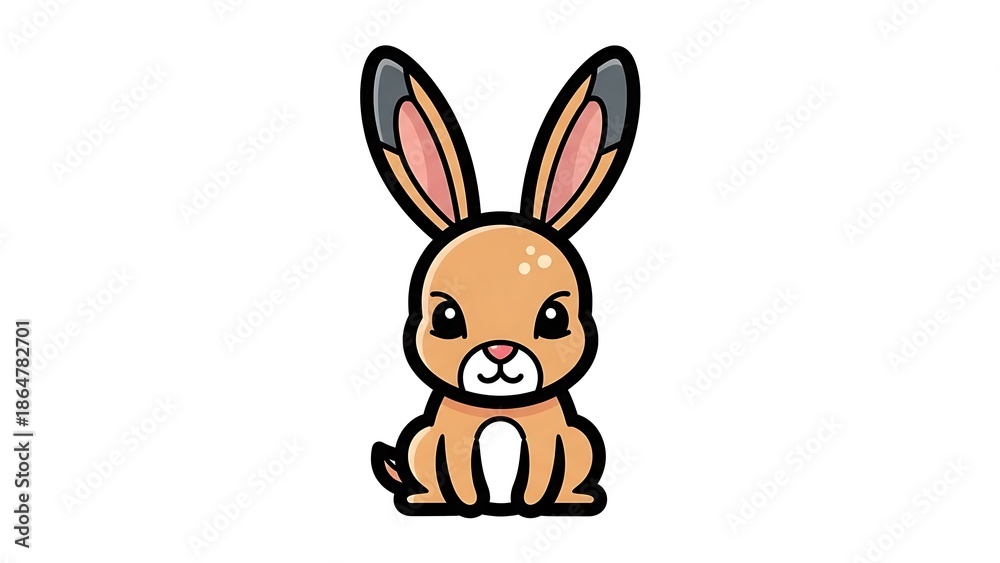 Obraz premium Cute Cartoon Rabbit Illustration Isolated White.