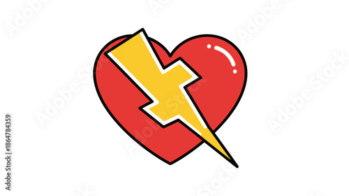 Broken Heart with Lightning Bolt Symbolizing Love Shock.