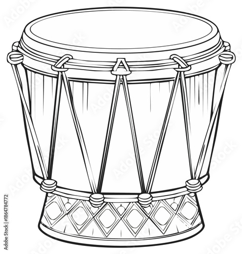 African Djembe Drum Outline Vector Illustration Musical Instrument