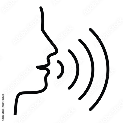 Outline speech icon for voice communication, chat, and dialogue.