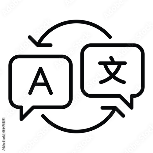 Outline translate icon for language conversion, text interpretation.