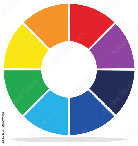 Bright Eight Segment Color Wheel Diagram for Business Infographics and Data Visualization