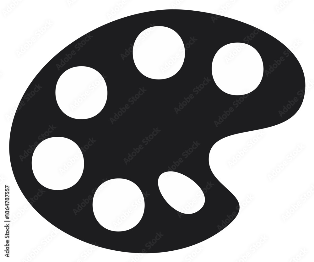 Fototapeta premium Black Painters Palette Icon with White Paint Spots Art Symbol Graphic