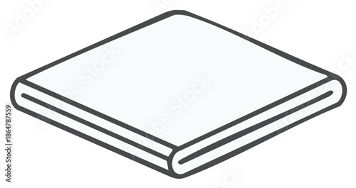 Isometric line art icon of a closed book notebook or folded document