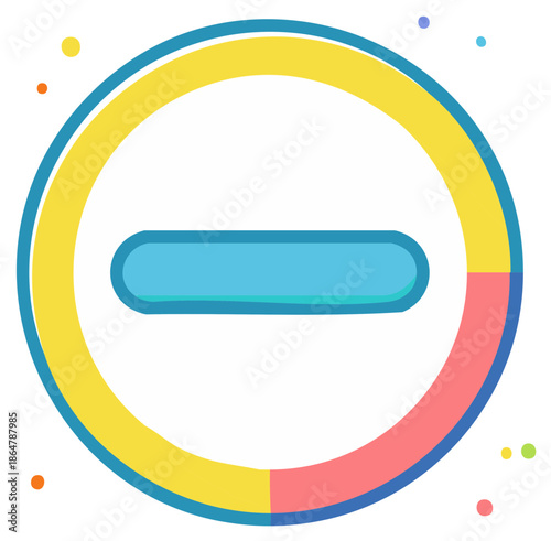 Subtraction Minus Symbol Icon in Circle of Colorful Segments Sign Element Illustration