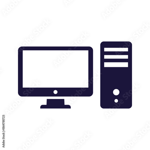 Computer Monitor and Tower Vector Icon