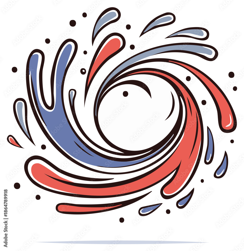Fototapeta premium Abstract Swirling Red Blue Water Splash Motion Effect Dynamic Energy Fluid Elements