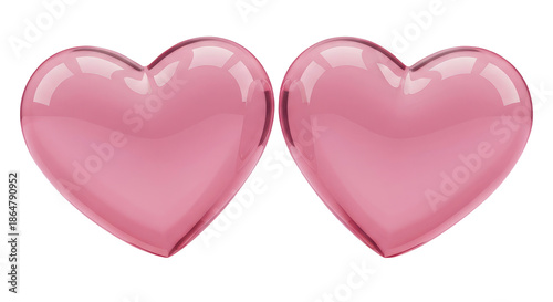 Wallpaper Mural Romantic 3D Pink Hearts Symbolizing Love And Connection Isolated on Transparent PNG Background. Torontodigital.ca