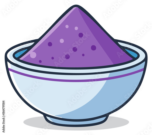 Bowl filled with vibrant purple powder pile ready for celebration