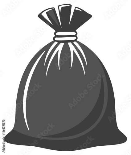 Black garbage bag tied closed, representing waste disposal, trash, and refuse collection