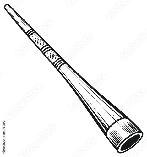 Didgeridoo Aboriginal wind instrument isolated monochrome line art icon